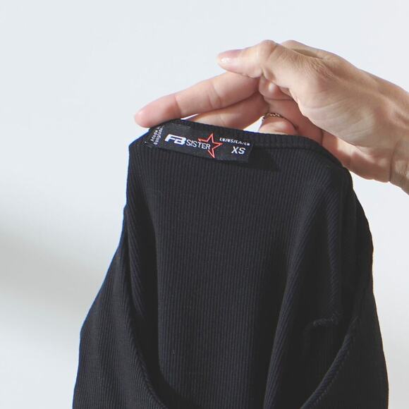 Women's Black Tie Front Lace Up Quarter Sleeve Top Size XS - Picture 3 of 3